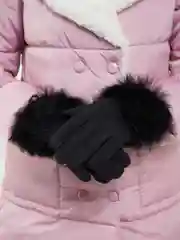 Черный перчатки женские из овчины натуральной