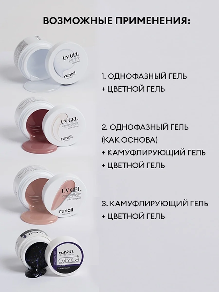 Набор УФ-гелей для наращивания Runail Professional, №6682