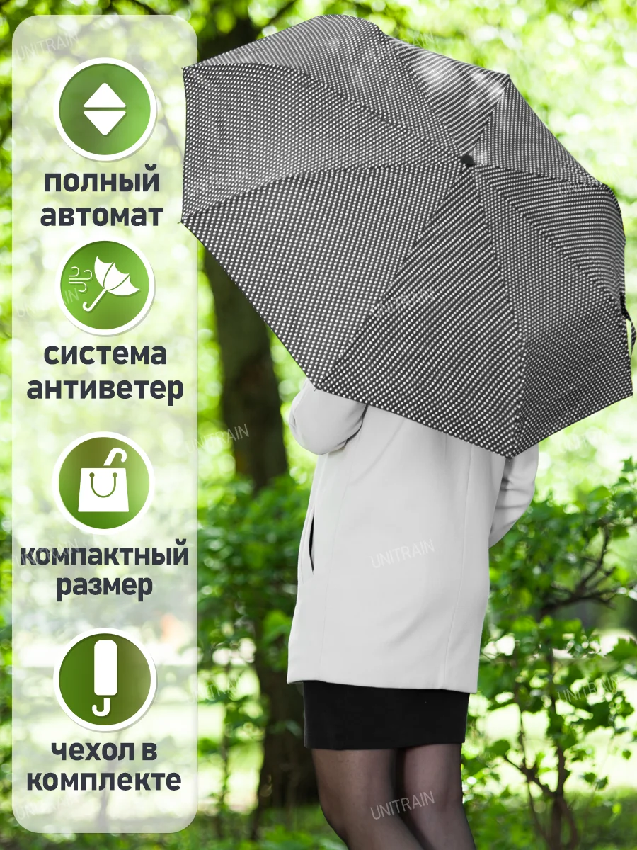Синий зонт-автомат, купол 96 см