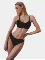 Черный комплект белья в рубчик