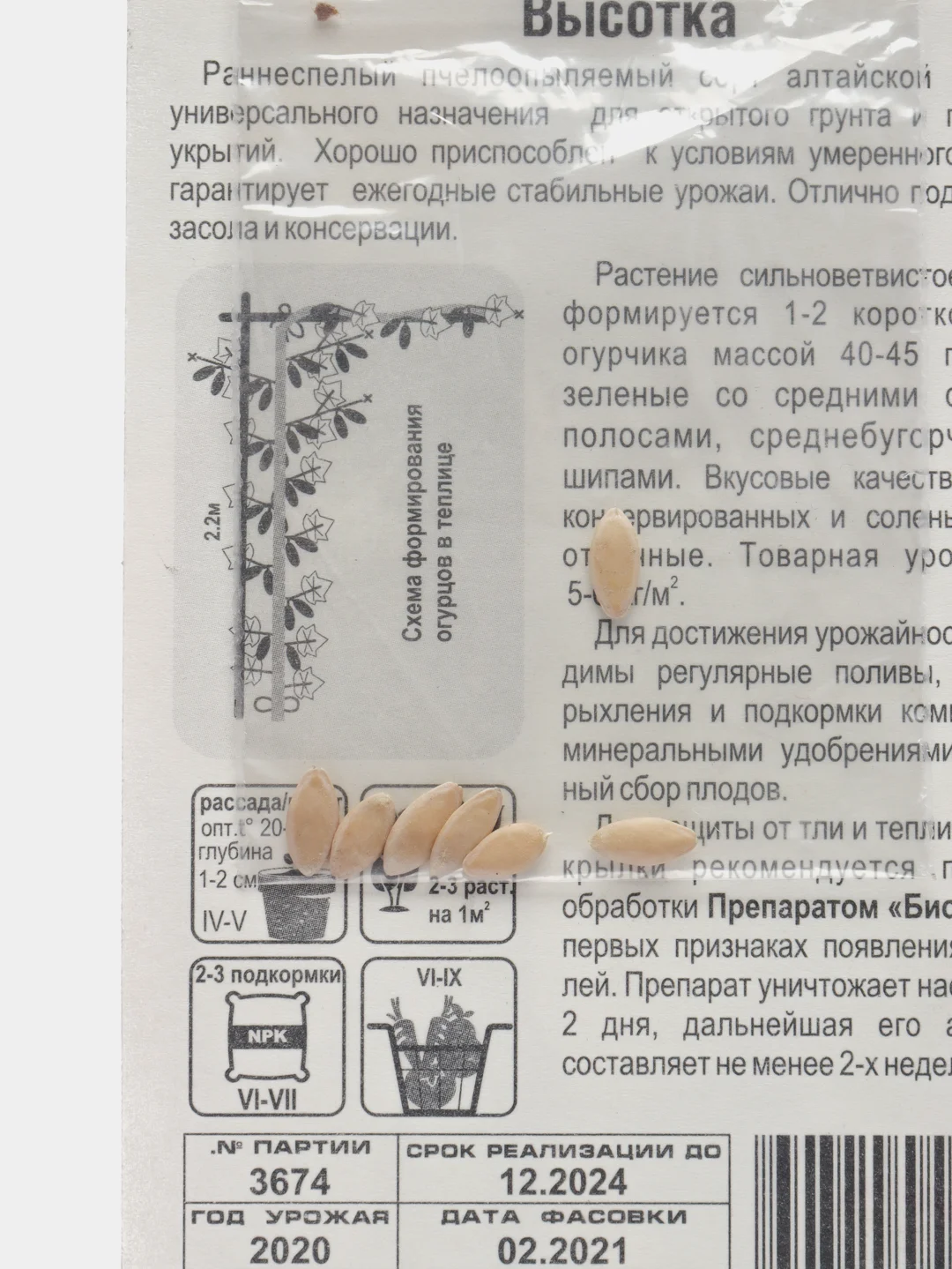Огурец Высотка, семена