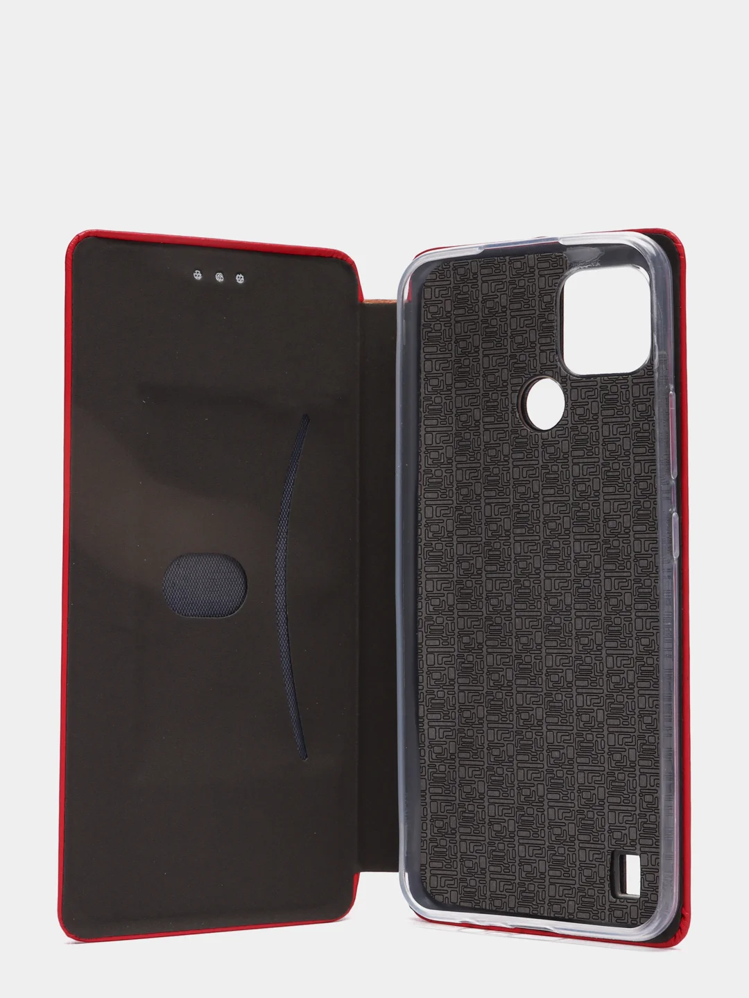 Красный чехол-книжка для Realme C21 / C21Y, C3 / 5 / 6i, C30 / C30S / С31 / С33 / C35