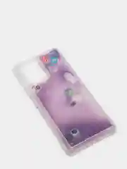 Фиолетовый чехол Samsung Galaxy S10 Lite силиконовый переливающийся жидкий с блестками