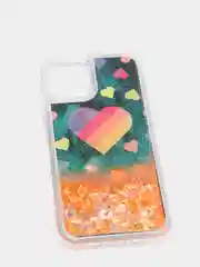 Оранжевый чехол iPhone 12 (6.1)/ 12 Pro, Pro Max, mini силиконовый переливающийся жидкий с блестками