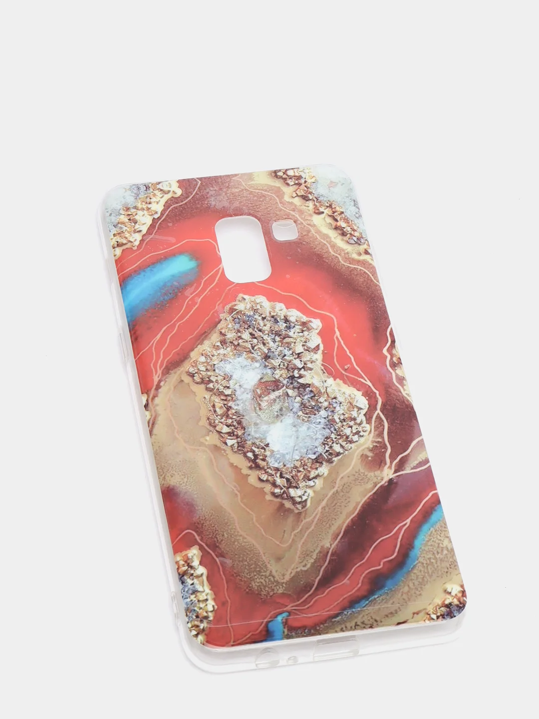 Красный чехол Samsung Galaxy A8+ / A8 Plus, Галакси А8+ / А8 Плюс силиконовый с мраморным рисунком