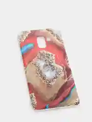 Красный чехол Samsung Galaxy A8+ / A8 Plus, Галакси А8+ / А8 Плюс силиконовый с мраморным рисунком
