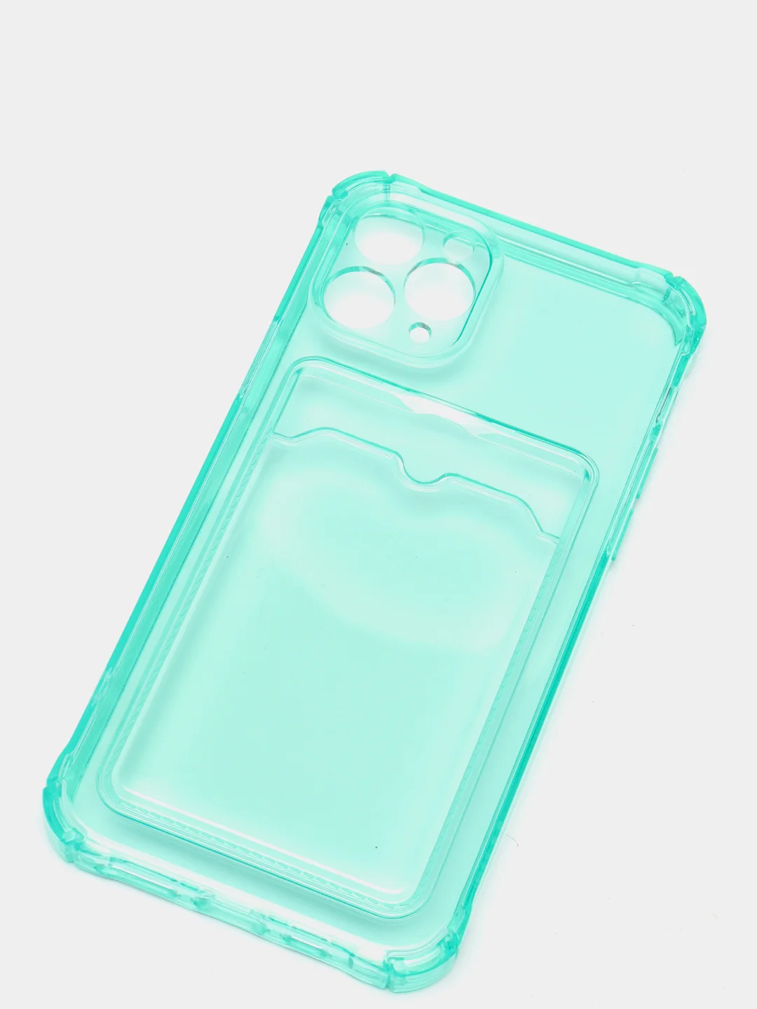 Бирюзовый чехол для iPhone 7/8 Plus/XR/11/12/13/Pro/Pro Max, силиконовый, с карманом для карт