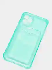 Бирюзовый чехол для iPhone 7/8 Plus/XR/11/12/13/Pro/Pro Max, силиконовый, с карманом для карт