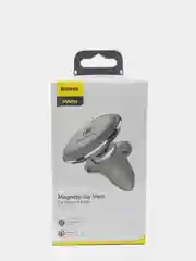 Серебряный автомобильный держатель Baseus "Magnetic Air Vent Car Mount Holder", с держателем кабеля