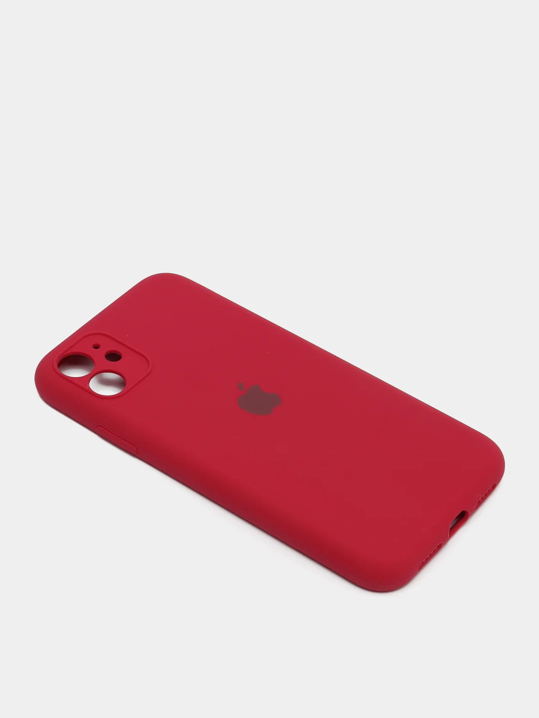 Вишнёвый чехол Silicone Case iPhone 11 с защитой камеры с бархатной подкладкой