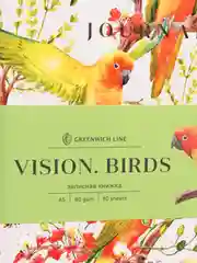 Записная книжка, 80 листов, из экокожи Greenwich Line "Vision. Birds", цветной срез