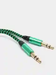 Зеленый кабель AUX Jack3.5-Jack3.5, тканевый аудио кабель нейлоновый аукс, 1 метр