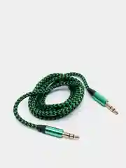 Зеленый кабель AUX Jack3.5-Jack3.5, тканевый аудио кабель нейлоновый аукс, 1 метр