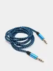 Синий кабель AUX Jack3.5-Jack3.5, тканевый аудио кабель нейлоновый аукс, 1 метр