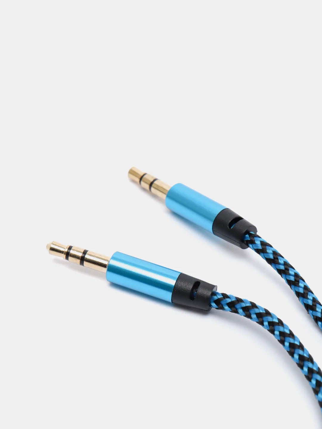 Синий кабель AUX Jack3.5-Jack3.5, тканевый аудио кабель нейлоновый аукс, 1 метр