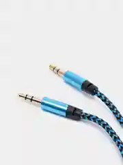 Синий кабель AUX Jack3.5-Jack3.5, тканевый аудио кабель нейлоновый аукс, 1 метр