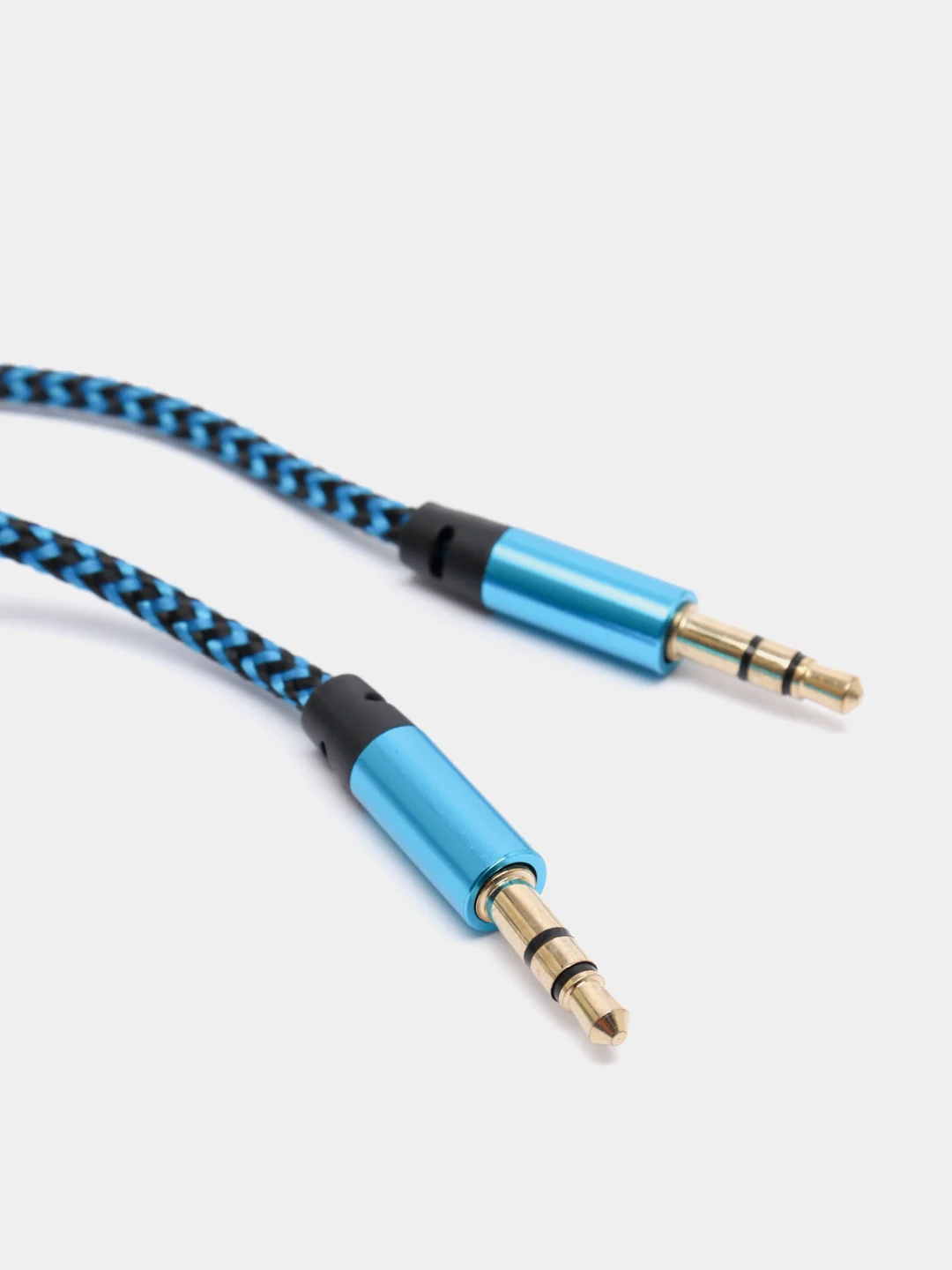 Синий кабель AUX Jack3.5-Jack3.5, тканевый аудио кабель нейлоновый аукс, 1 метр