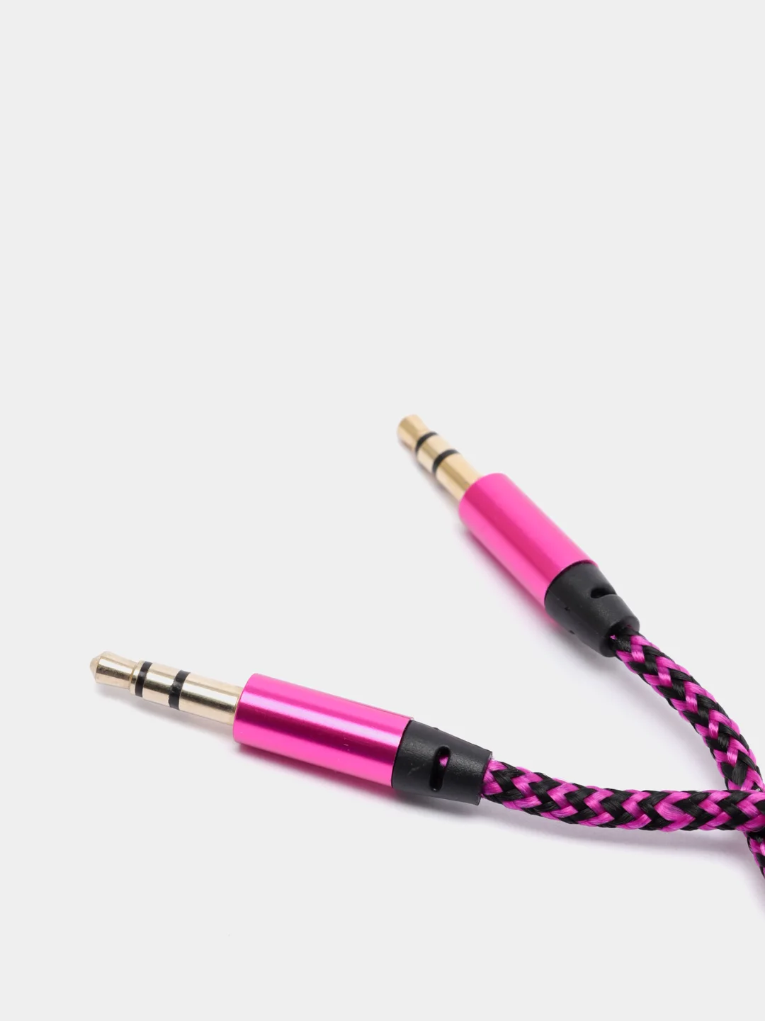 Розовый кабель AUX Jack3.5-Jack3.5, тканевый аудио кабель нейлоновый аукс, 1 метр