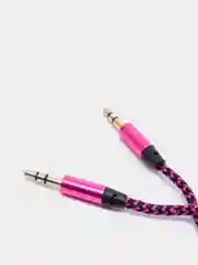 Розовый кабель AUX Jack3.5-Jack3.5, тканевый аудио кабель нейлоновый аукс, 1 метр