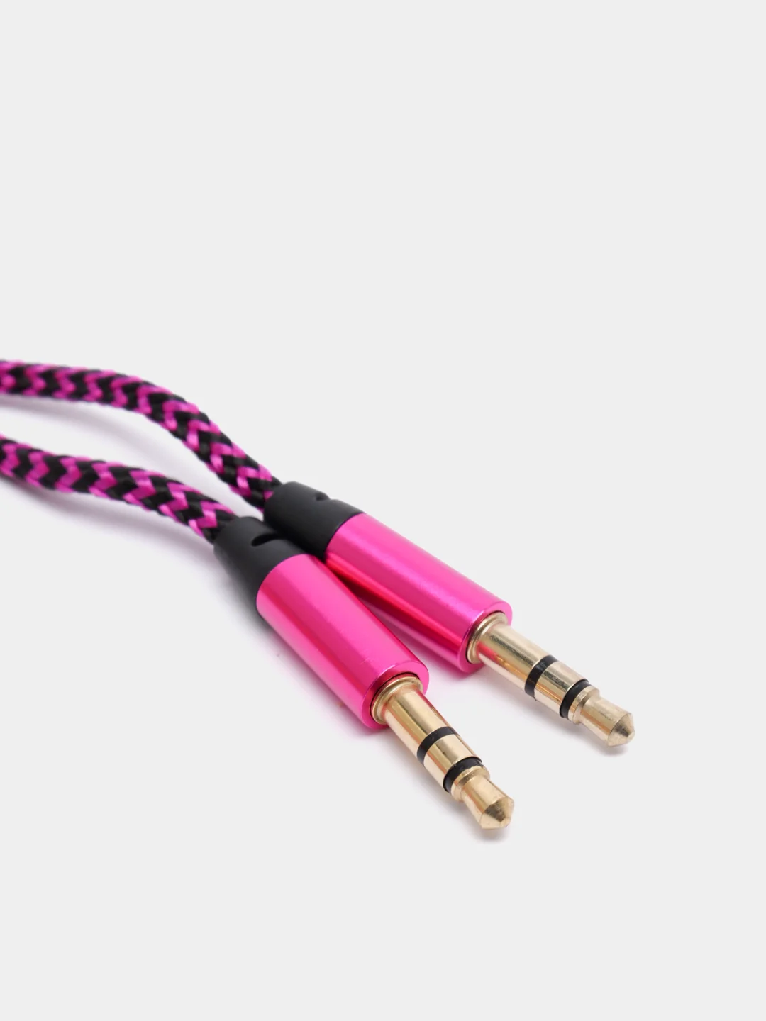 Розовый кабель AUX Jack3.5-Jack3.5, тканевый аудио кабель нейлоновый аукс, 1 метр