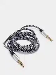 Серебряный кабель AUX Jack3.5-Jack3.5, тканевый аудио кабель нейлоновый аукс, 1 метр