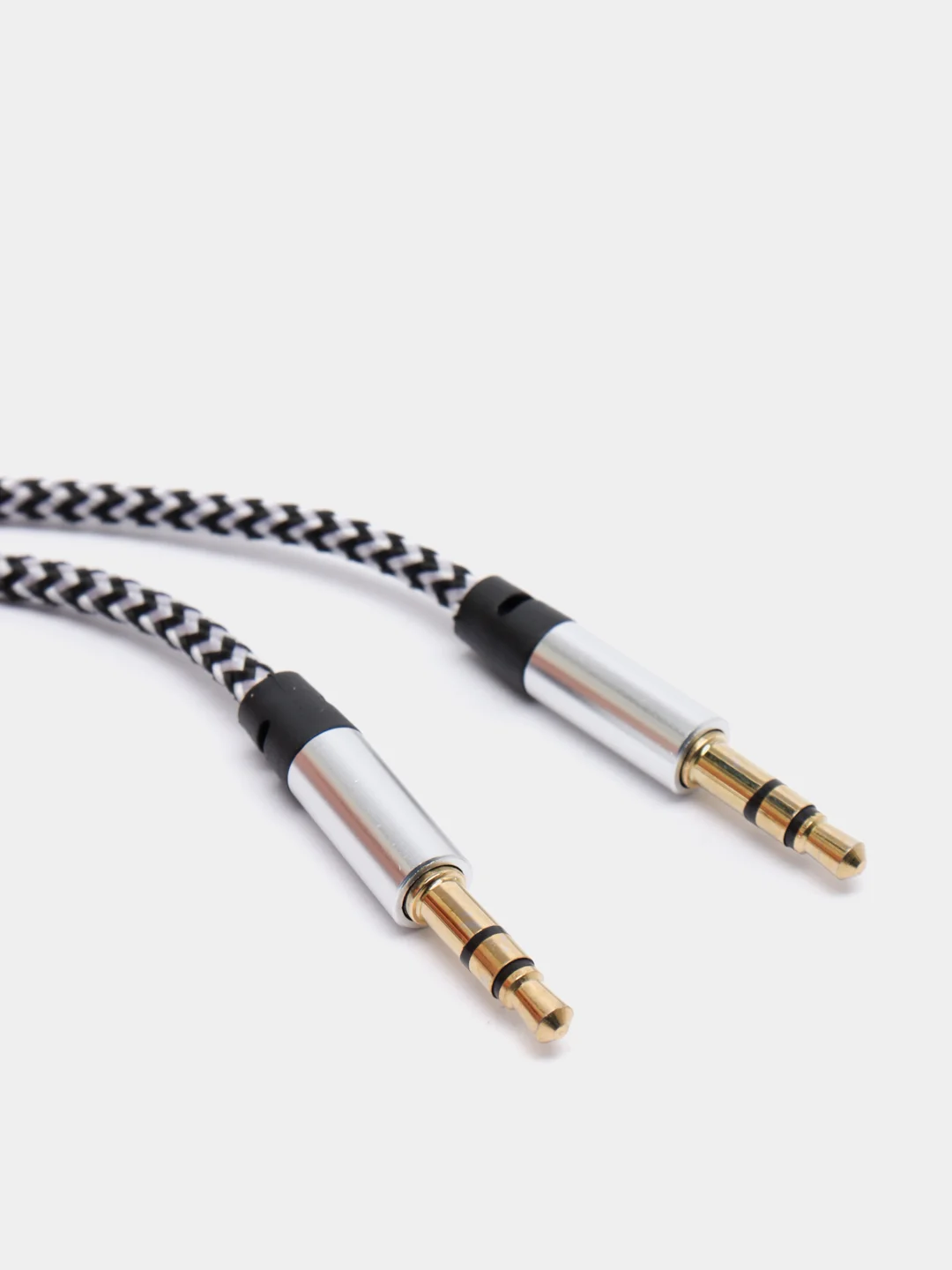 Серебряный кабель AUX Jack3.5-Jack3.5, тканевый аудио кабель нейлоновый аукс, 1 метр
