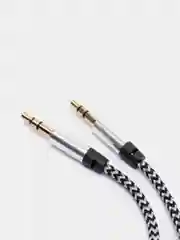 Серебряный кабель AUX Jack3.5-Jack3.5, тканевый аудио кабель нейлоновый аукс, 1 метр