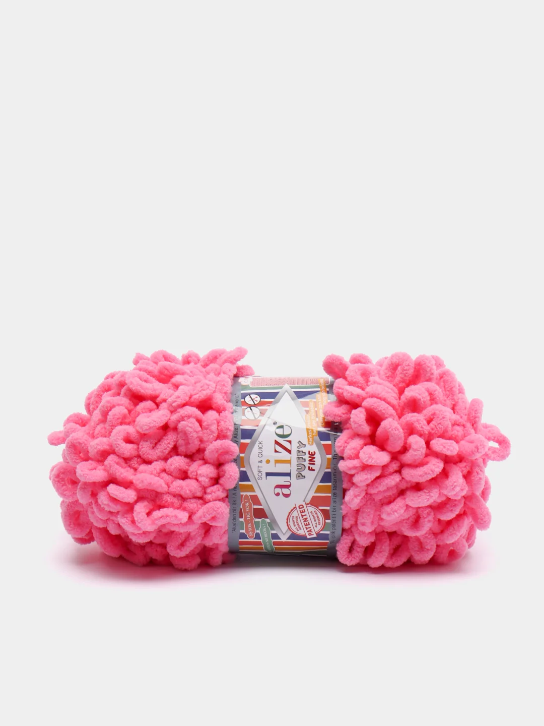 Тёмно-розовый пряжа Alize Puffy Fine, петельки маленькие, 100 г, 14 м