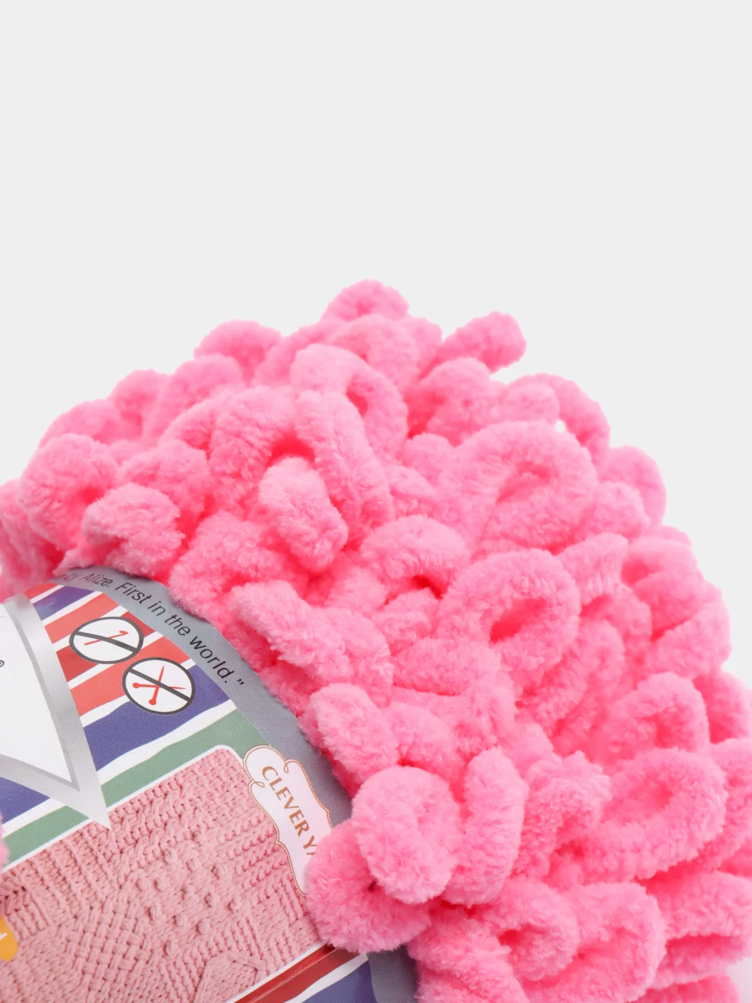Тёмно-розовый пряжа Alize Puffy Fine, петельки маленькие, 100 г, 14 м