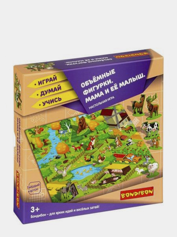 Настольная развивающая игра Bondibon Объемные фигурки животных. Мама и ее малыш для детей