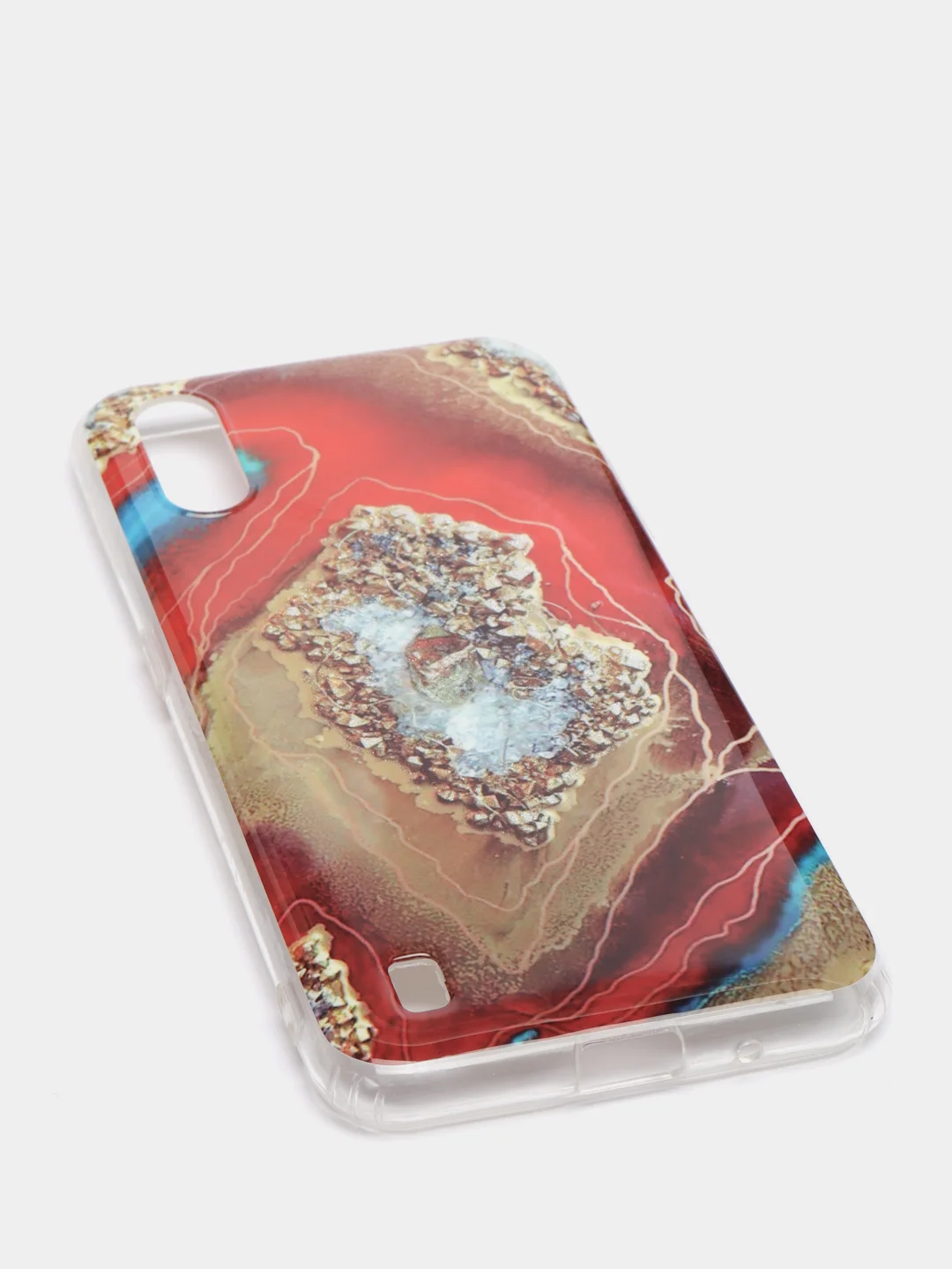 Красный чехол Samsung Galaxy A01 / M01, Галакси А01 / М01, силиконовый, с мраморным рисунком