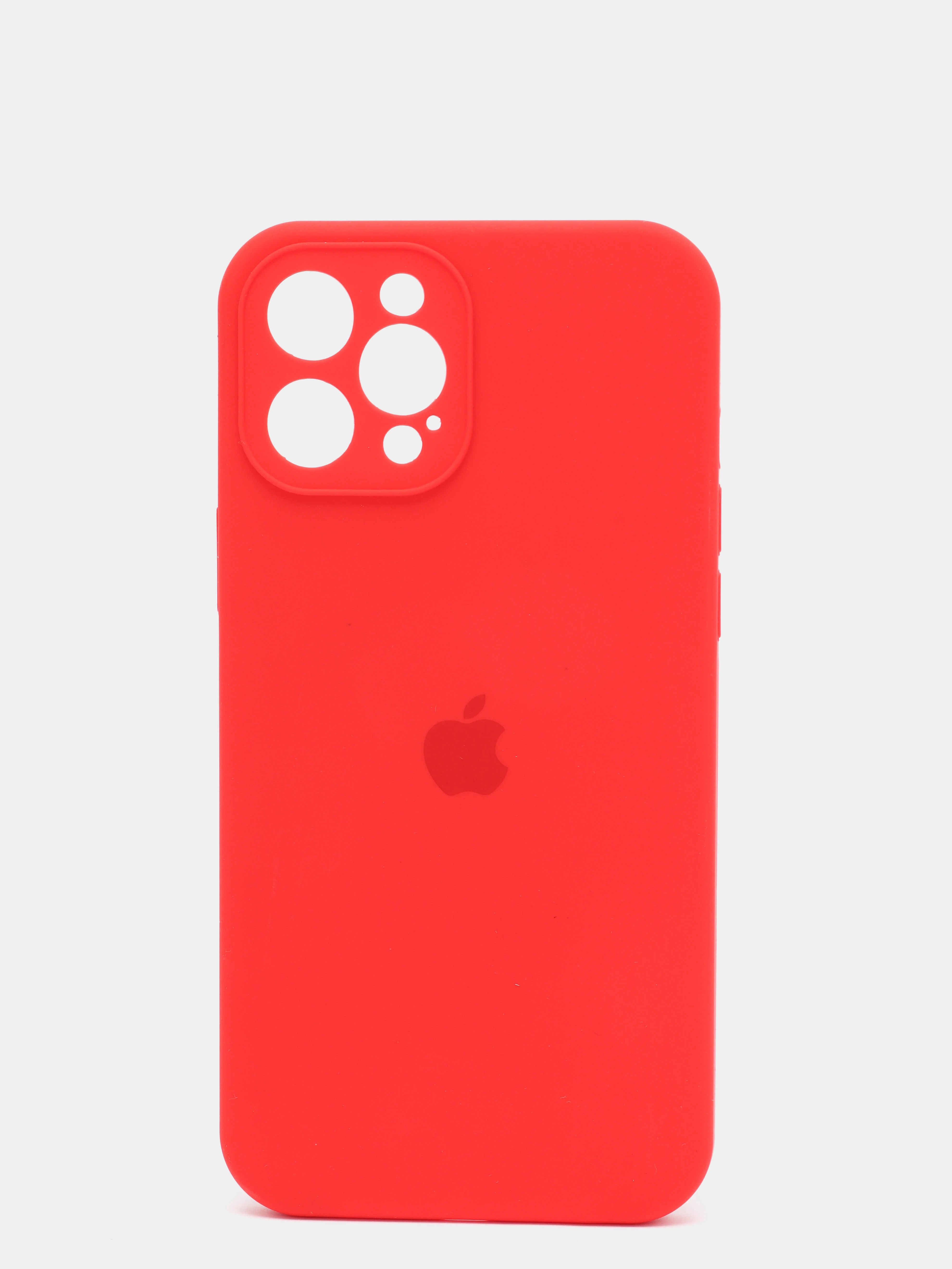 Красный чехол Silicone Case для iPhone 12 Pro Max с логотипом закрытый низ