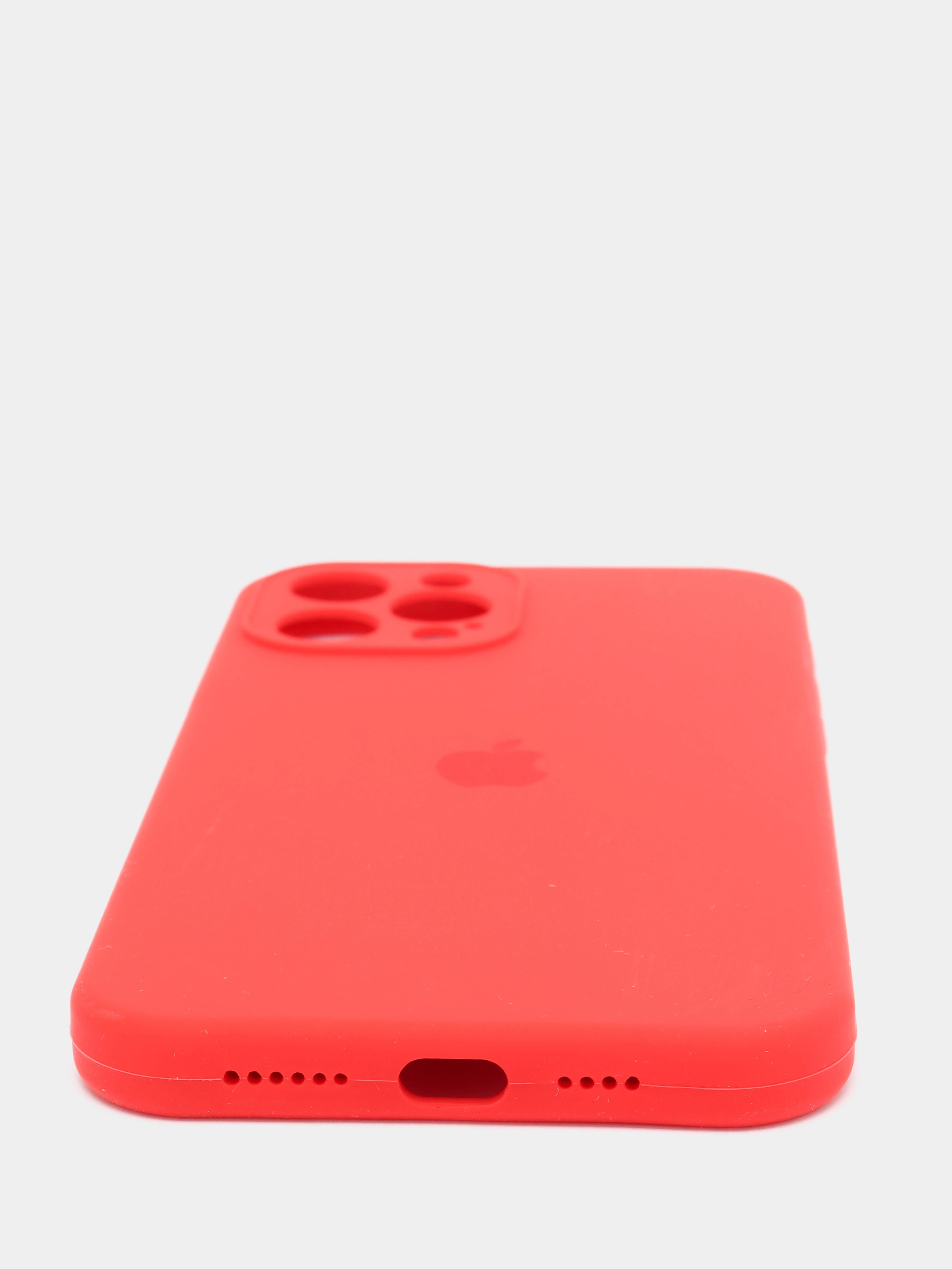 Красный чехол Silicone Case для iPhone 12 Pro Max с логотипом закрытый низ