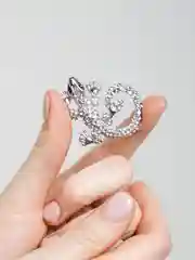 Белый брошь "Ящерица", со стразами, 2 цвета