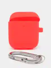 Красный силиконовый чехол для наушников, красный, AirPods 2, с карабином, подходит на 1 версию