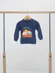 Синий меланж детский джемпер с рисунками