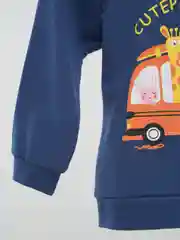 Синий меланж детский джемпер с рисунками