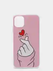 Розовый чехол Apple iPhone 11 (6.1) силиконовый с рисунком Сердце