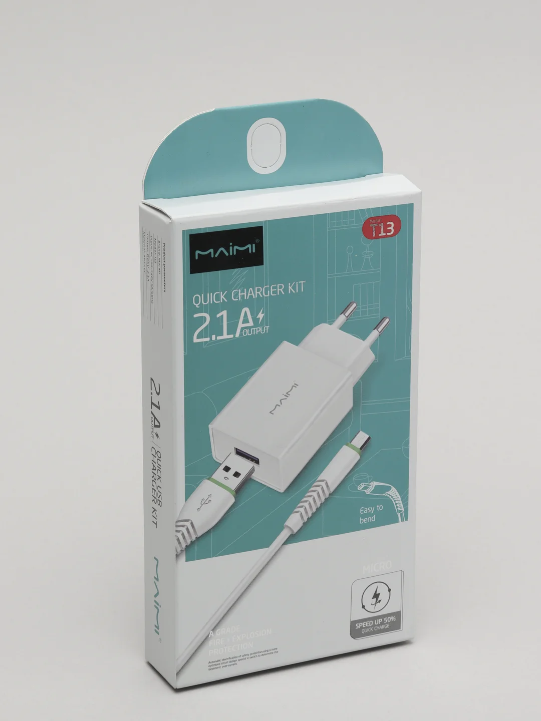 Сетевое зарядное устройство Maimi T13, Micro USB / Type-C / Lightning
