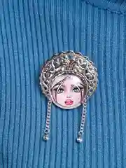 Розовый брошь, ручная работа