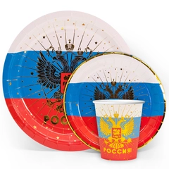 Бумажная посуда "Россия!": тарелки, стаканы