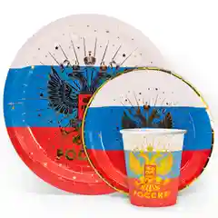 Бумажная посуда "Россия!": тарелки, стаканы