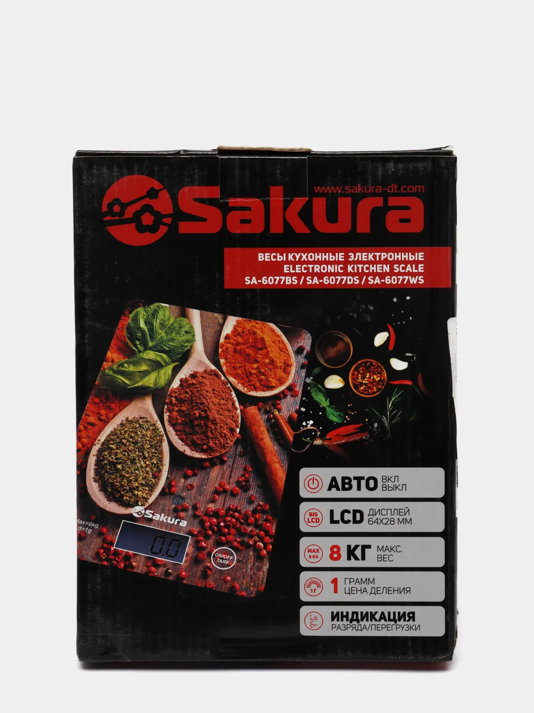 Весы кухонные Sakura SA-6077DS электронные, cпеции/темное дерево, до 8кг