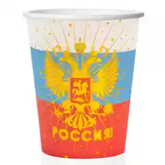 Синий бумажная посуда "Россия!": тарелки, стаканы