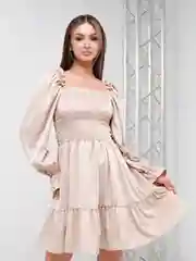 Бежевый платье женское на резинке