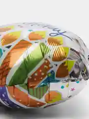 Серебряный шар воздушный фольгированный "С Днем рождения"