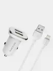 Автомобильное зарядное устройство Borofone BZ12, 2хUSB, 2.4А + кабель Lightning для iPhone