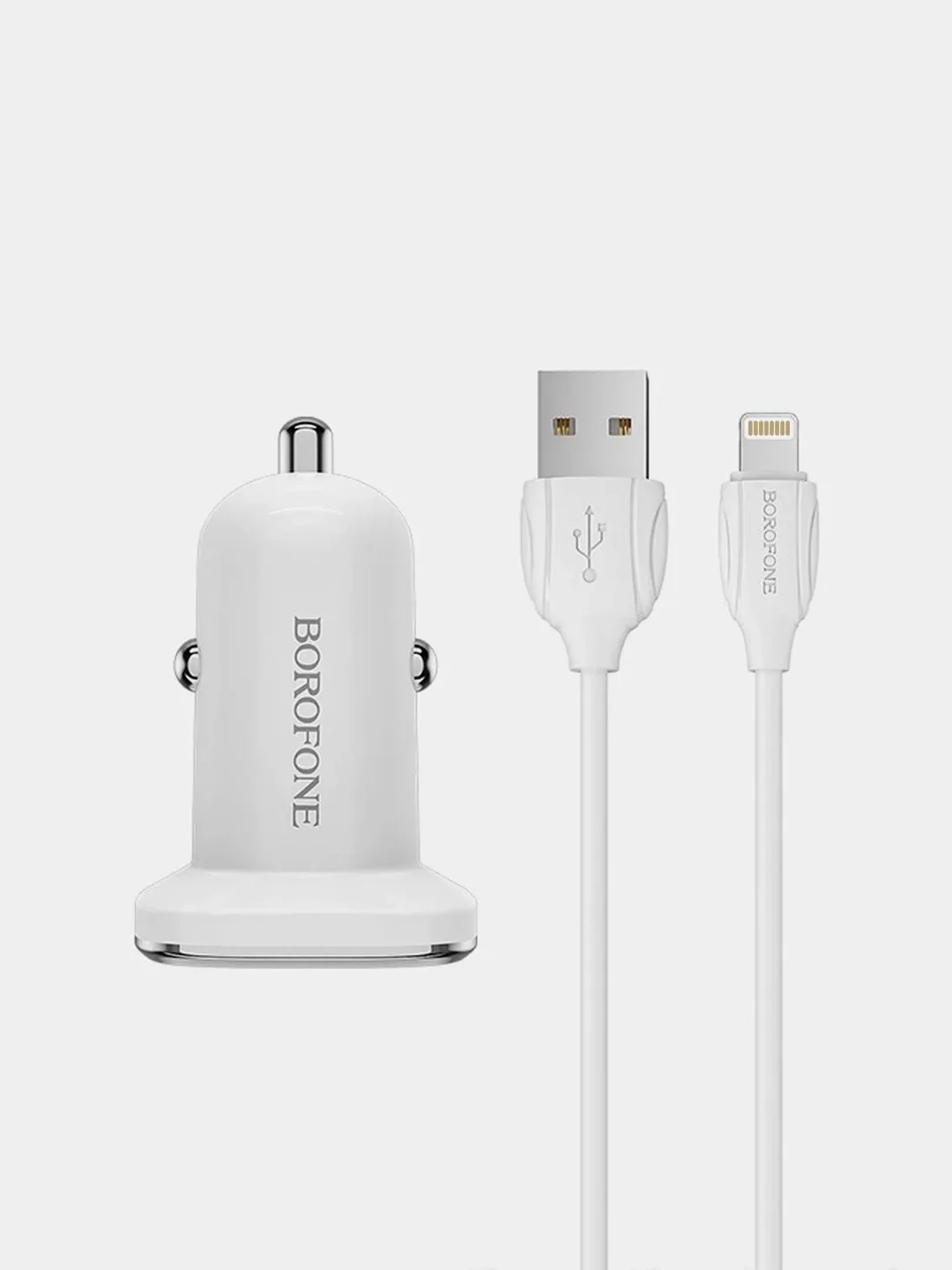 Автомобильное зарядное устройство Borofone BZ12, 2хUSB, 2.4А + кабель Lightning для iPhone