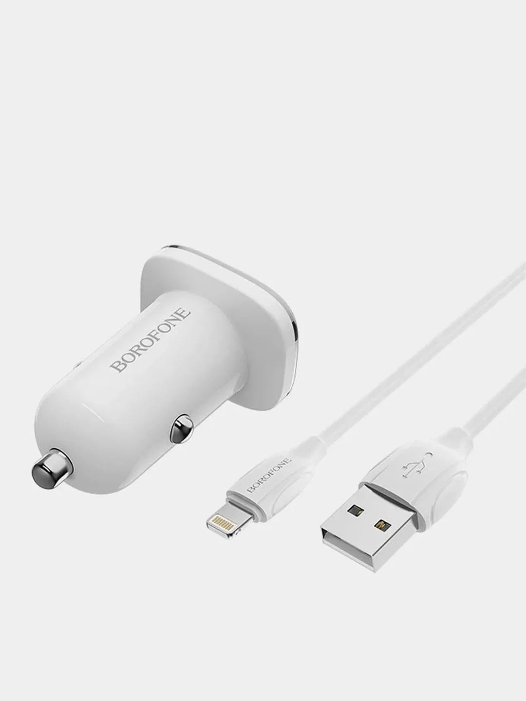 Автомобильное зарядное устройство Borofone BZ12, 2хUSB, 2.4А + кабель Lightning для iPhone