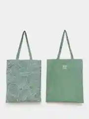 Зеленый шоппер хлопковый, двухсторонний
